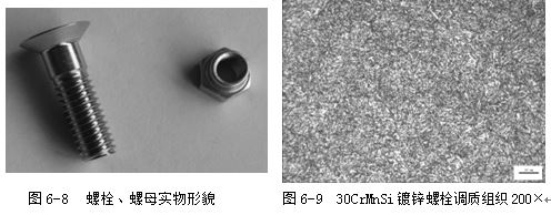 螺母實物形貌，30CrMnSi鍍鋅螺栓調(diào)質(zhì)組織200×