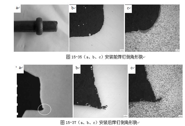 圖15-37（a、b、c）安裝后焊釘?shù)菇切蚊? /> 
</p>
<p style=